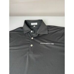 Mens Peter Millar Summer Comfort Polo Shirt Black Porsche Embroidered Size Small